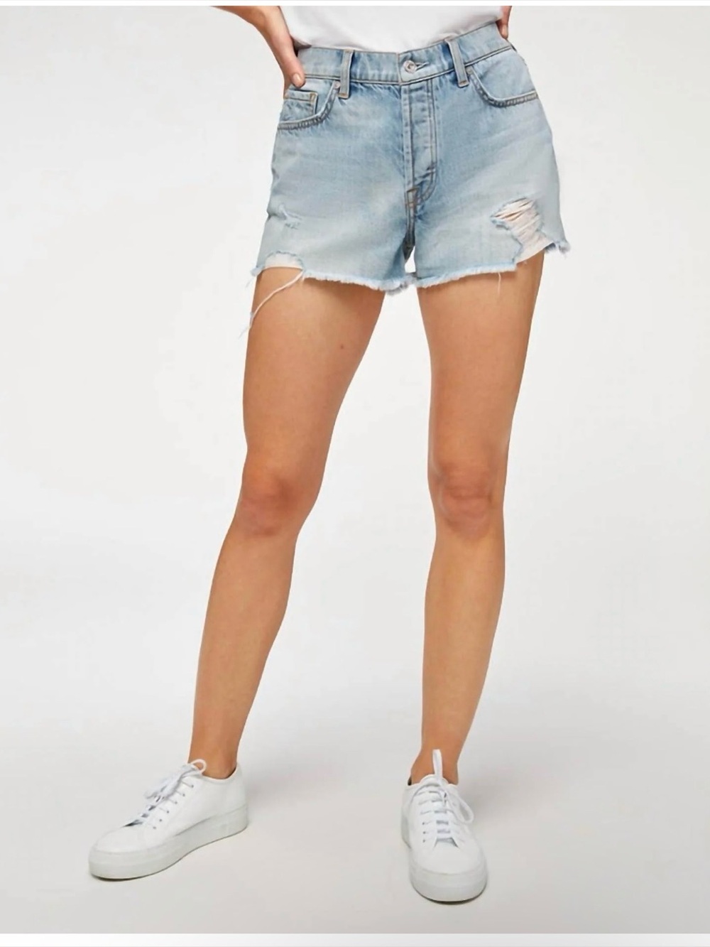 7 For All Mankind Blue Jean Shorts Distressed Cut-Offs